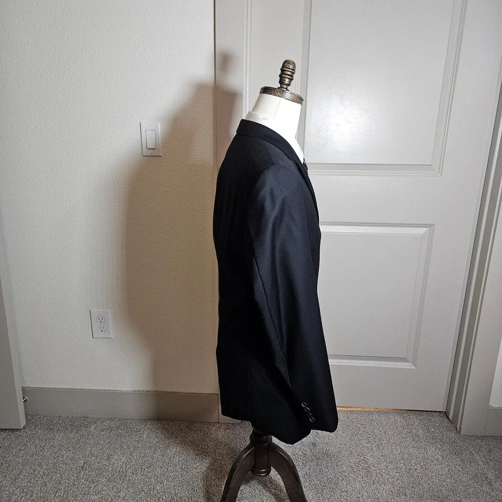 Boss Hugo Boss 40R 100% Wool Blazer Suit Jacket Men Textured Black - Please Read